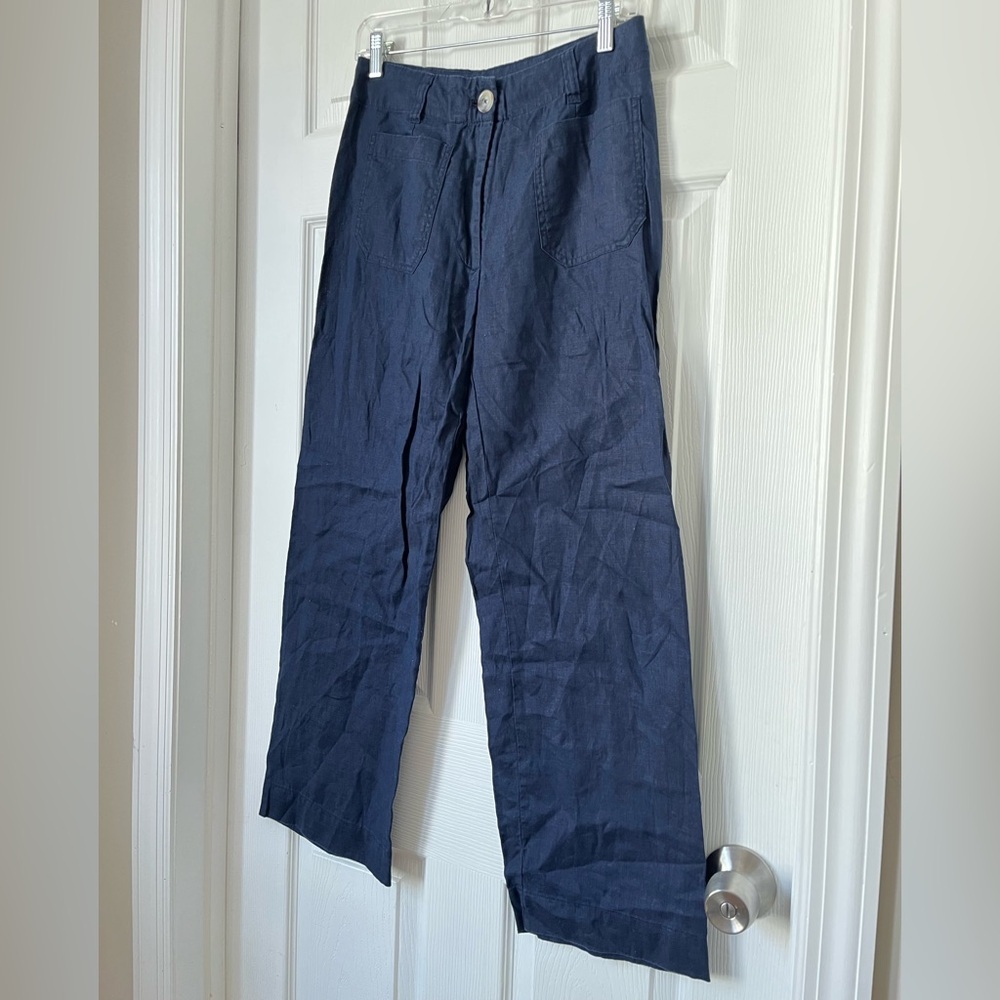 Quince Navy Linen Wide Leg Pants Size 6 - Picture 7 of 8